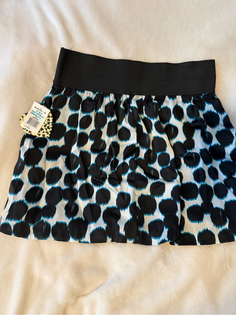 Heart Soul Black & Teal Spot Print Mini Skirt